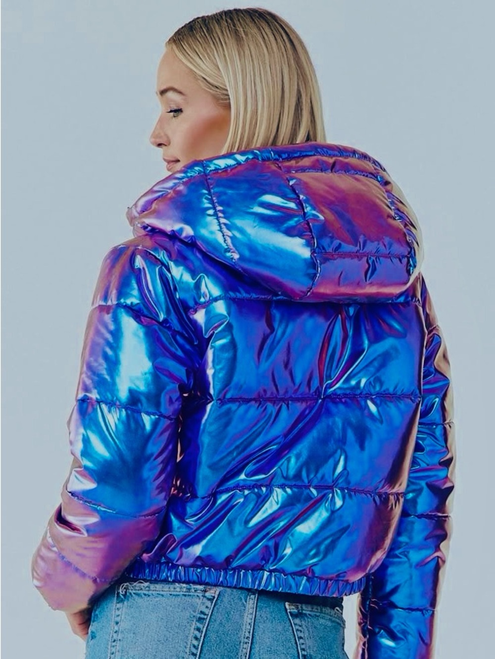 NWT Forever 21 Metallic Puffer Jacket - Picture 2 of 9